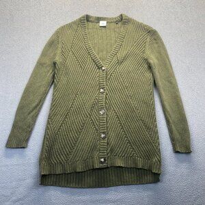CAbi Sweater Womens Sz Small Green Aerial Longline Cardigan 3536 Cozy Cabincore